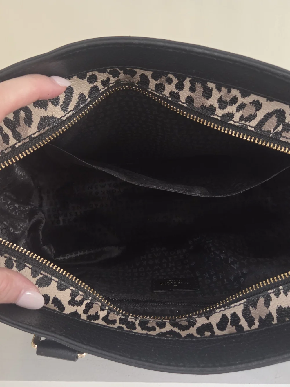 Kate Spade Black Leopard-Print Leather Satchel With Removeable Crossbody Strap